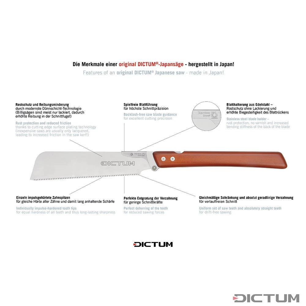 Scie Pliante DICTUM Robusuta, Dozuki Universal, Poignée En Hêtre Teinté – Image 6